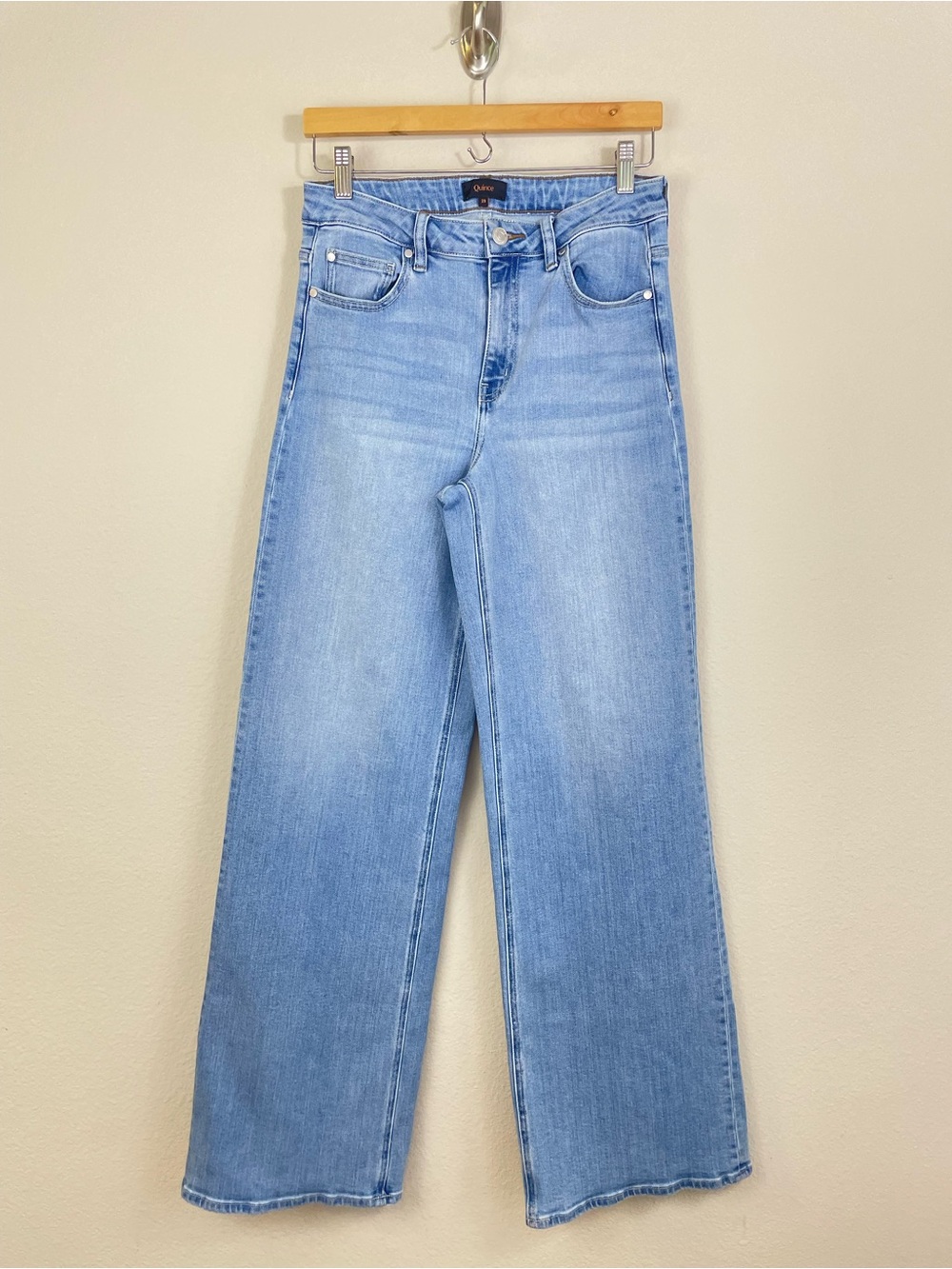 Quince Bella Stretch Wide-Leg High Jeans in Frosted Blue Size 29 - Picture 2 of 8